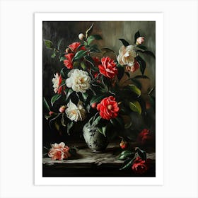 Baroque Floral Still Life Camellia 1 Art Print