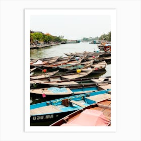 Boats With Laterns In Hoi An Vietnam Art Print