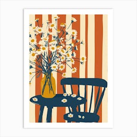 Daises Flowers On A Table   Contemporary Illustration 4 Art Print