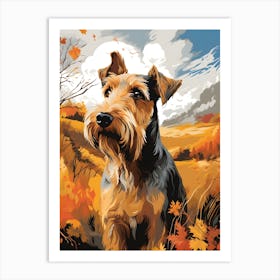 Terrier On A Windy Autumn Day Art Print