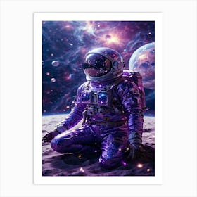 Purple Astronaut In Space Art Print