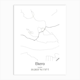 Ekero,Sweden Minimalist Map Art Print