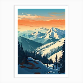 Heavenly Mountain Resort   California Nevada, Usa, Ski Resort Illustration 3 Simple Style Art Print