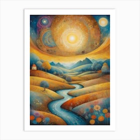 Sun Rising Over The Valley Art Print