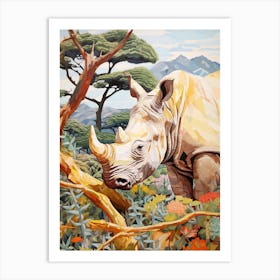 Patchwork Rhino With The Trees 7 Art Print