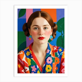 Girl In A Colorful Dress Art Print