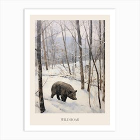 Vintage Winter Animal Painting Poster Wild Boar 4 Art Print