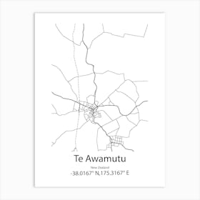 Te Awamutu,New Zealand Minimalist Map Art Print