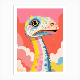 Colourful Dinosaur Gallimimus Art Print