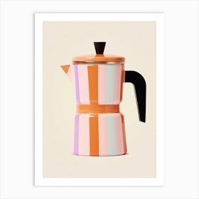 Pink And Orange Pastel Colour Coffee Maker, Italian, Bialetti Art Print