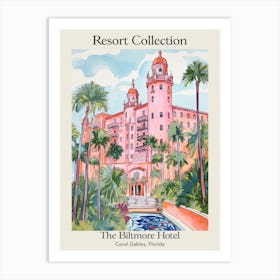 Poster Of The Biltmore Hotel   Coral Gables, Florida   Resort Collection Storybook Illustration 4 Art Print