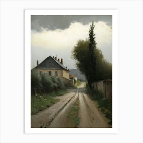 Vintage House And Road Painting Art Print