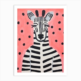 Pink Polka Dot Zebra 2 Art Print