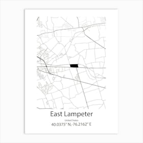 East Lampeter,United States Minimalist Map Art Print