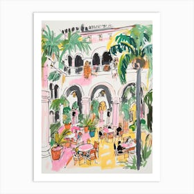 The Cloister At The Sea Island Resort   Sea Island, Georgia   Resort Storybook Illustration 3 Art Print