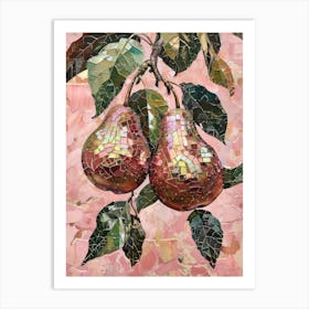 Disco Ball Pears Mosaic Painting Kitchen Art Print