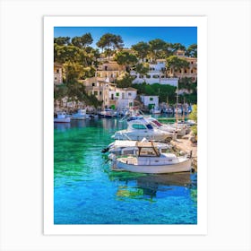 Cala Figuera with boats on Mallorca island, Spain Art Print