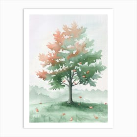 Maple Tree Atmospheric Watercolour Painting 3 Art Print