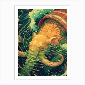 Elephant In The Water Art Print