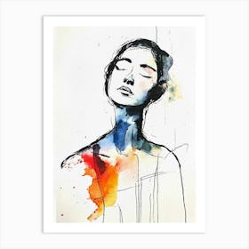 Woman Watercolor Painting 1 Art Print