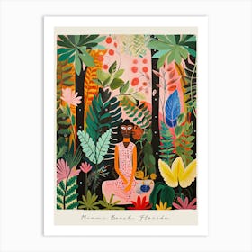 Poster Of Miami Beach, Florida, Matisse And Rousseau Style 1 Art Print