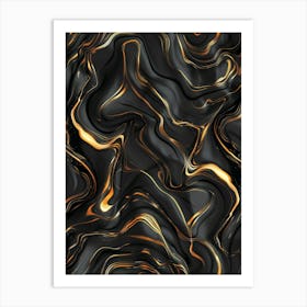 Abstract Gold And Black Marble Texture Art Print