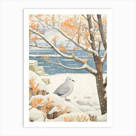 Winter Bird Painting Pigeon 2 Art Print