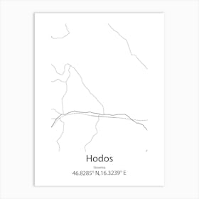 Hodos,Slovenia Minimalist Map Art Print