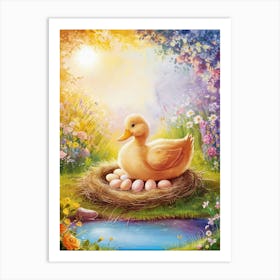 Duck In The Nest Art Print