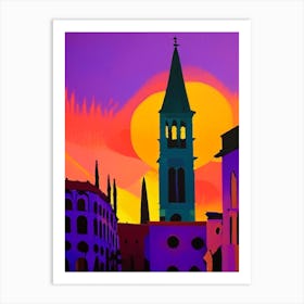 Abstract Sunrise Over Church Art Print