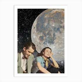 Couple On The Moon Art Print