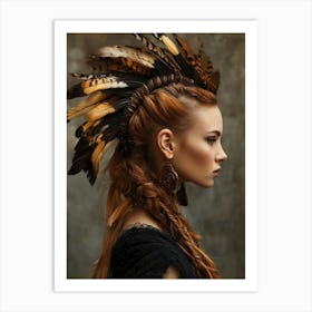 Indian Woman With Feathers 1 Art Print