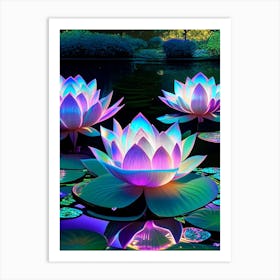 Lotus Flowers In Park Holographic 1 Art Print