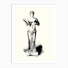 Aphrodite Monoline Hand Drawing Aesthetic Illustration Art Print