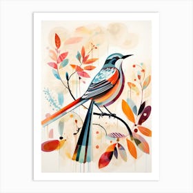 Bird Painting Collage Mockingbird 2 Art Print