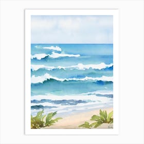 Crane Beach 6, Barbados Watercolour Art Print