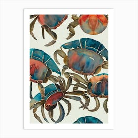 Velvet Crab Vintage Graphic Watercolour Art Print