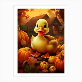 Pumpkin Cartoon Duckling 3 Art Print