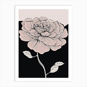Dahlia Line Art Flowers Illustration Neutral 7 Art Print