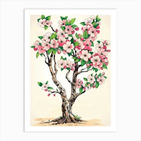 Cherry Blossom Tree Storybook Illustration 3 Art Print