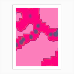 Pink Pixel Map Art Print