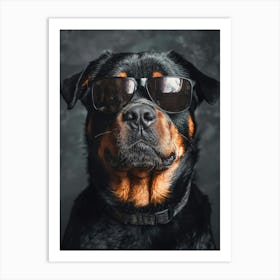 Rottweiler Wearing Sunglasses. Generated AI. Art Print 1 Art Print