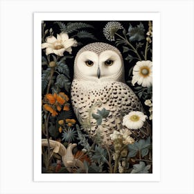 Dark And Moody Botanical Snowy Owl 3 Art Print