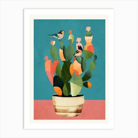 Cactus & Birds 1 Art Print