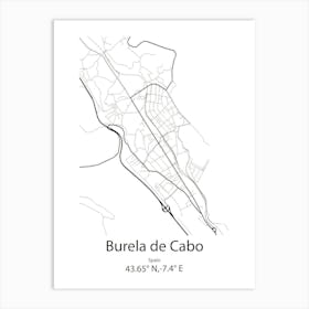 Burela De Cabo,Spain Minimalist Map Art Print