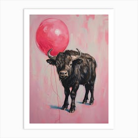 Cute Buffalo 1 With Balloon Art Print