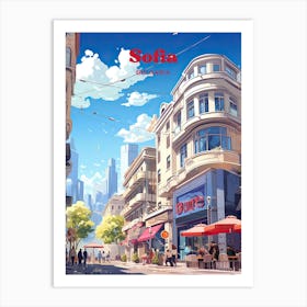 Sofia Bulgaria Summer Travel Art Illustration Art Print