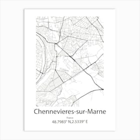 Chennevieres Sur Marne,France Minimalist Map Art Print