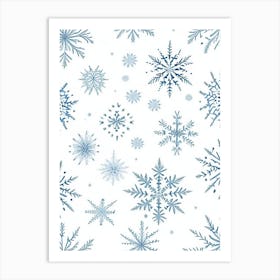 Pattern, Snowflakes, Pencil Illustration 4 Art Print