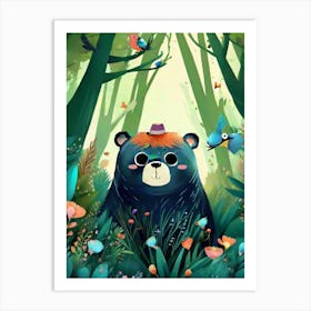 Luxmango Black Bear Funny Art Print